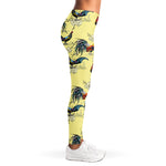 Rooster And Flower Pattern Print Women's Leggings