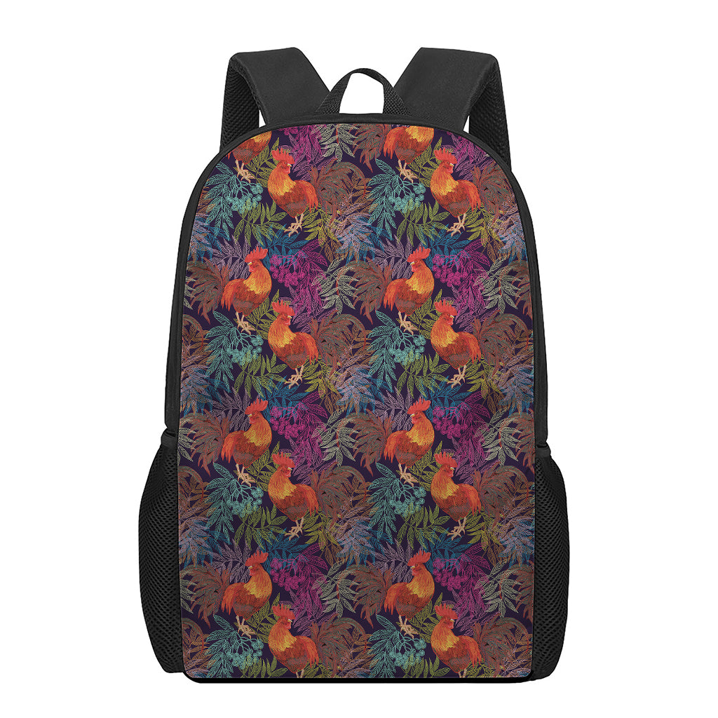Rooster And Rowan Pattern Print 17 Inch Backpack