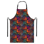 Rooster And Rowan Pattern Print Bib Apron With Pocket