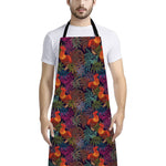 Rooster And Rowan Pattern Print Bib Apron With Pocket