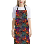 Rooster And Rowan Pattern Print Bib Apron With Pocket