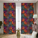 Rooster And Rowan Pattern Print Blackout Pencil Pleat Curtains