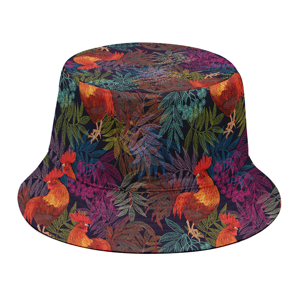 Rooster And Rowan Pattern Print Bucket Hat