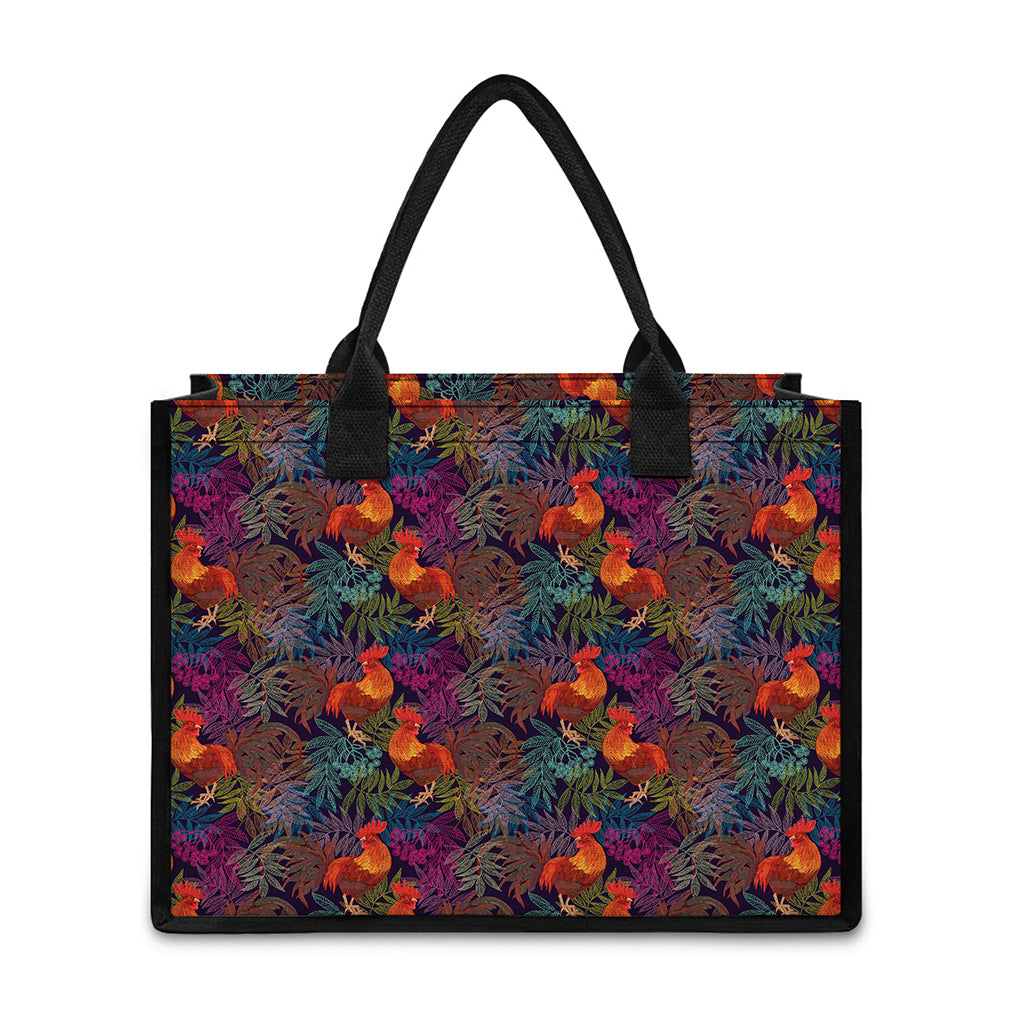 Rooster And Rowan Pattern Print Canvas Tote Bag