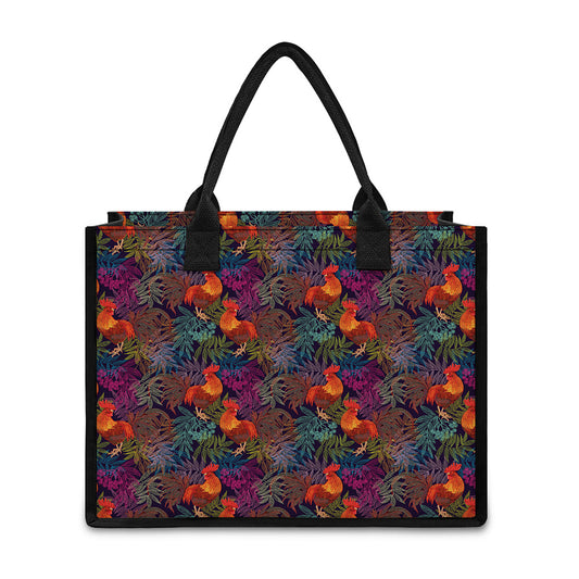 Rooster And Rowan Pattern Print Canvas Tote Bag