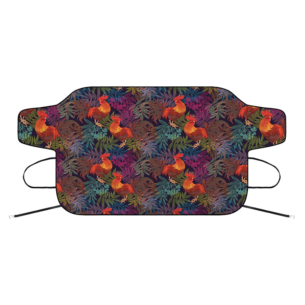 Rooster And Rowan Pattern Print Car Windshield Snow Cover