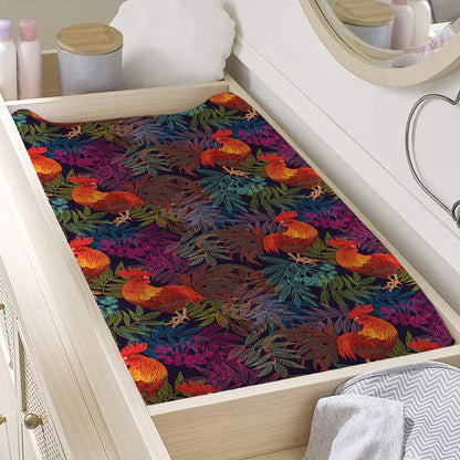 Rooster And Rowan Pattern Print Changing Pad Cover