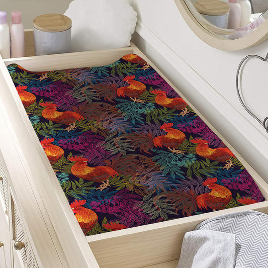Rooster And Rowan Pattern Print Changing Pad Cover