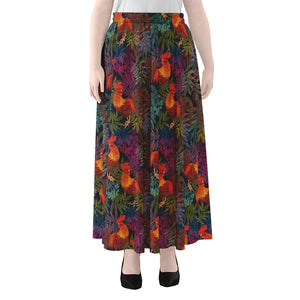 Rooster And Rowan Pattern Print Chiffon Maxi Skirt