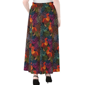 Rooster And Rowan Pattern Print Chiffon Maxi Skirt