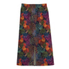 Rooster And Rowan Pattern Print Cotton Front Slit Maxi Skirt