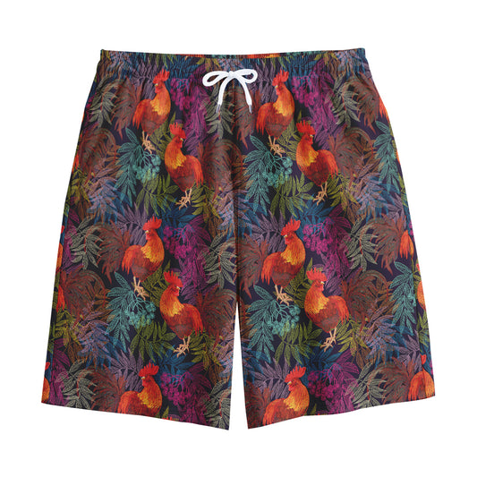 Rooster And Rowan Pattern Print Cotton Shorts