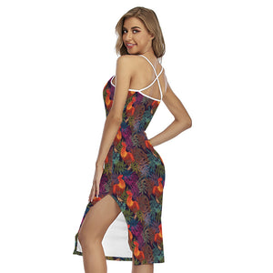 Rooster And Rowan Pattern Print Cross Back Cami Dress