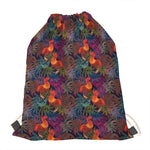 Rooster And Rowan Pattern Print Drawstring Bag