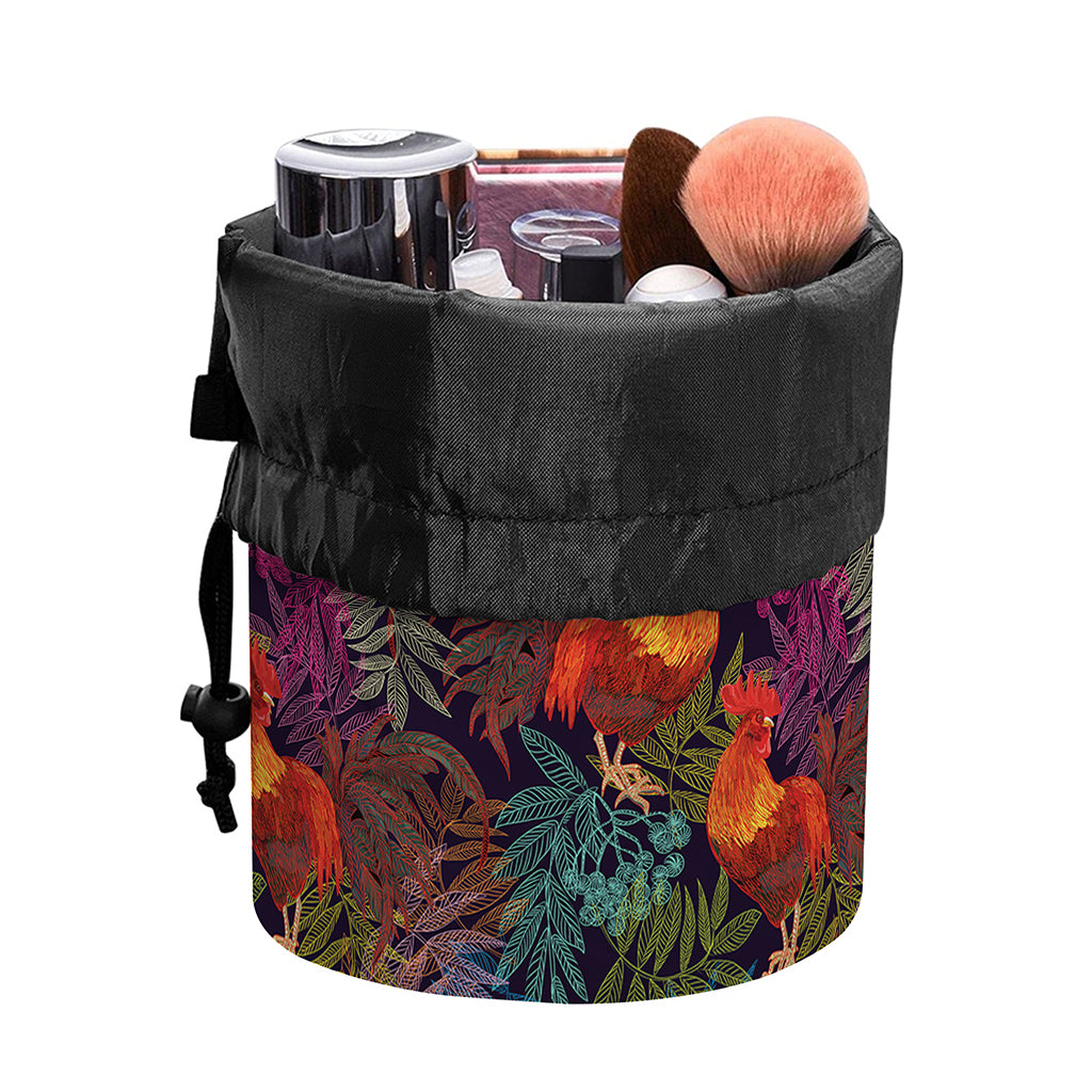 Rooster And Rowan Pattern Print Drawstring Makeup Bag