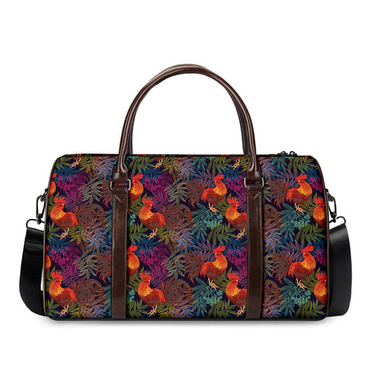 Rooster And Rowan Pattern Print Duffle Bag