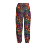 Rooster And Rowan Pattern Print Fleece Lined Knit Pants