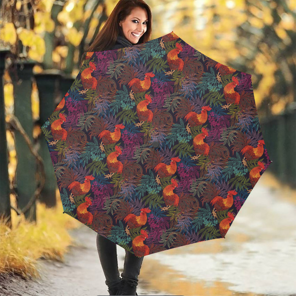 Rooster And Rowan Pattern Print Foldable Umbrella