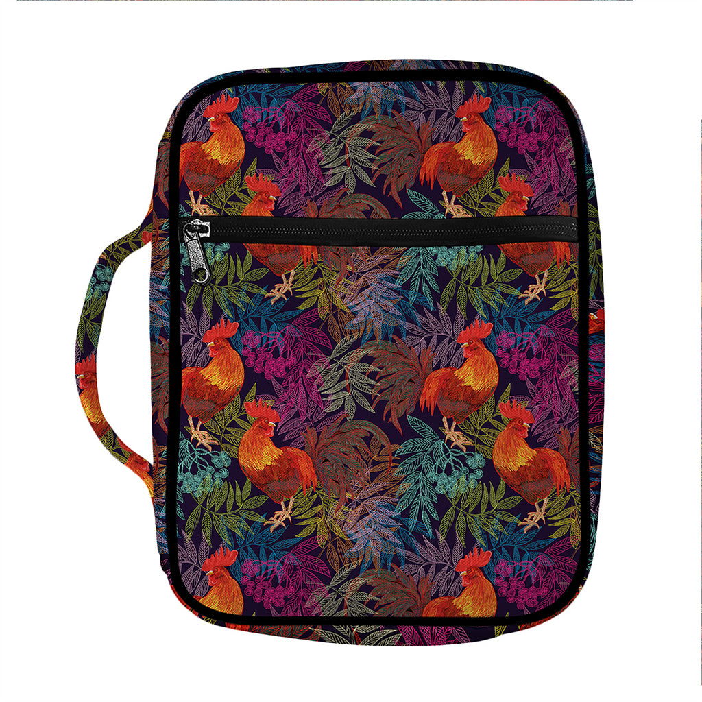 Rooster And Rowan Pattern Print Front Pocket Bible Bag