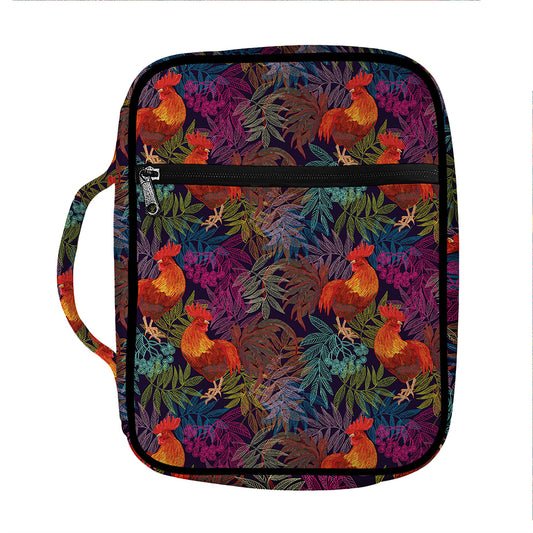 Rooster And Rowan Pattern Print Front Pocket Bible Bag