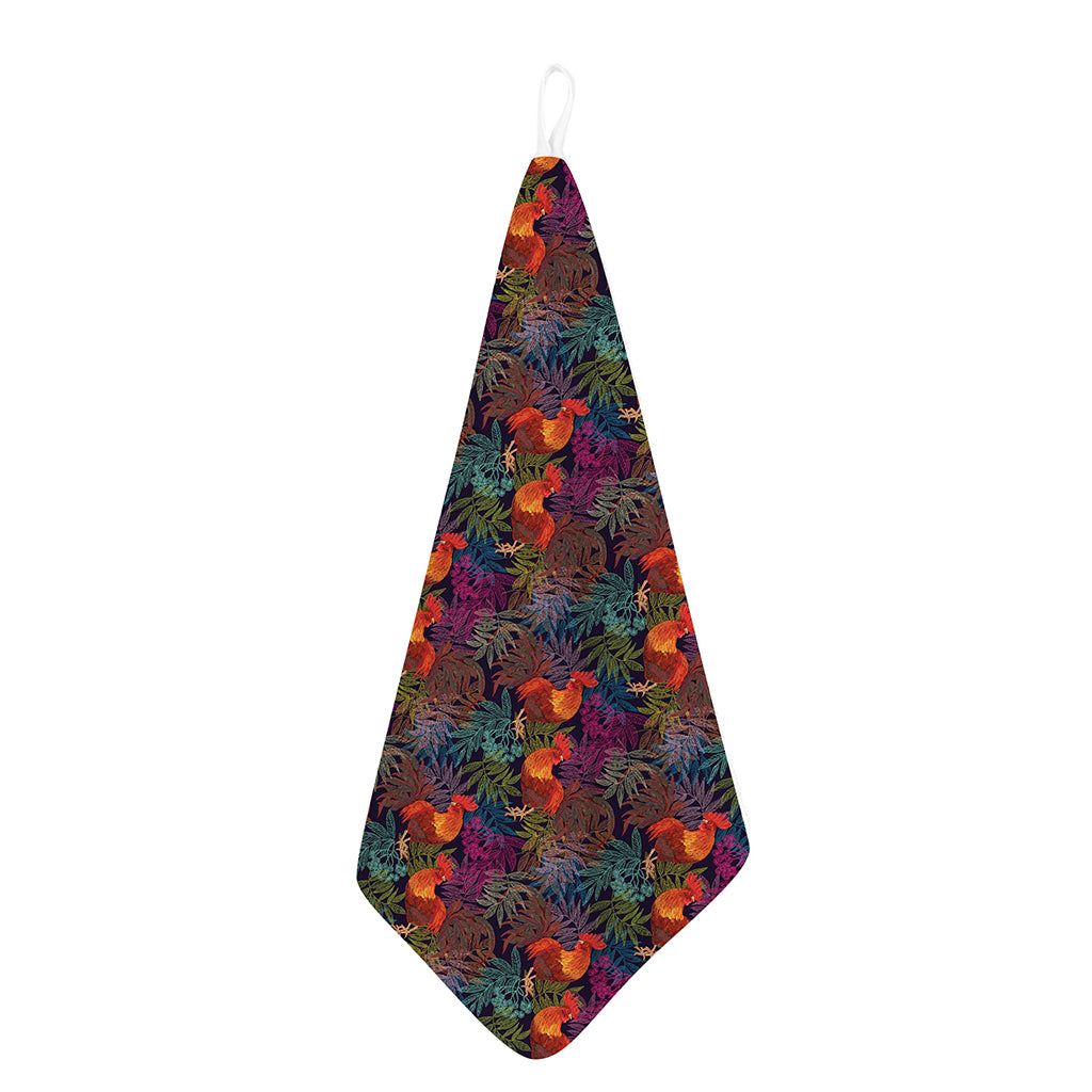 Rooster And Rowan Pattern Print Hand Towel