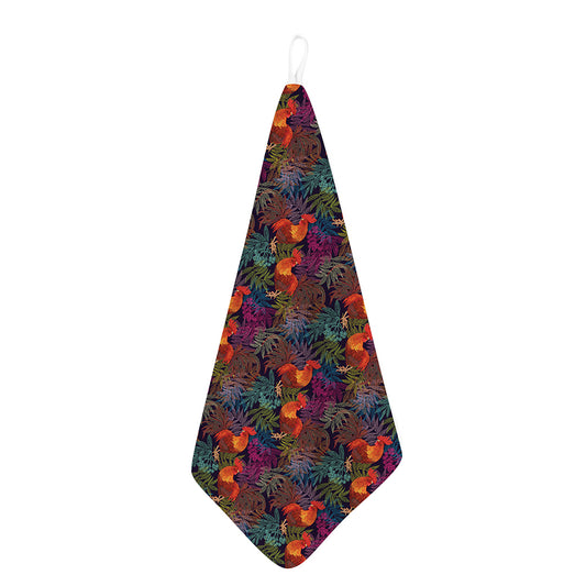 Rooster And Rowan Pattern Print Hand Towel