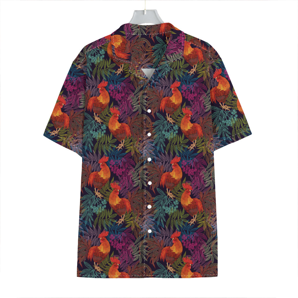 Rooster And Rowan Pattern Print Hawaiian Shirt