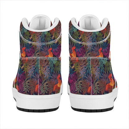 Rooster And Rowan Pattern Print High Top Leather Sneakers