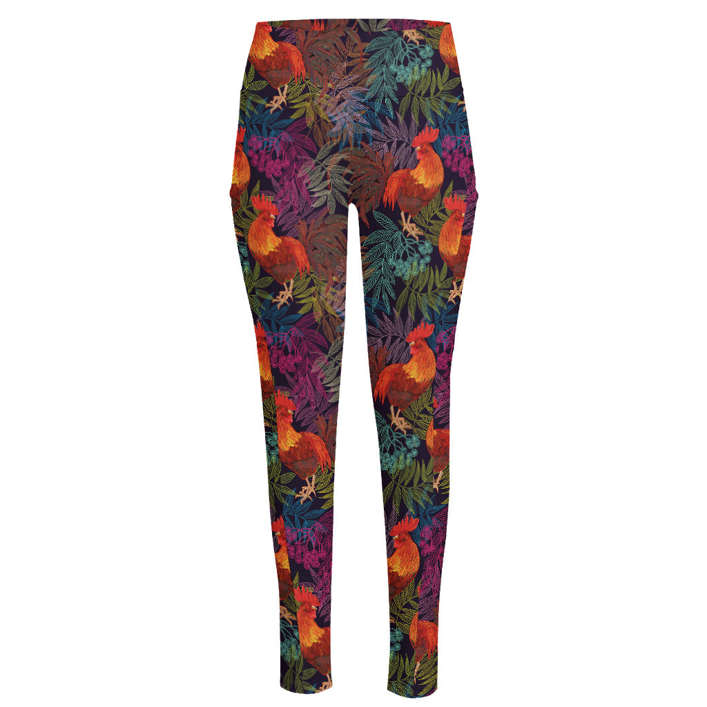 Rooster And Rowan Pattern Print High-Waisted Pocket Leggings