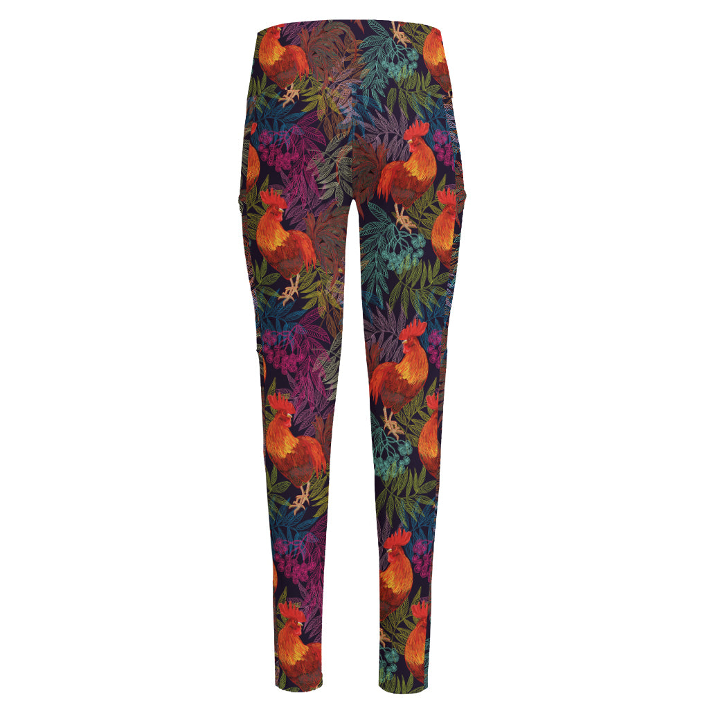 Rooster And Rowan Pattern Print High-Waisted Pocket Leggings