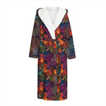 Rooster And Rowan Pattern Print Hooded Bathrobe