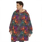 Rooster And Rowan Pattern Print Hoodie Blanket