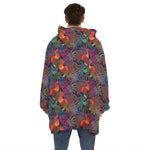 Rooster And Rowan Pattern Print Hoodie Blanket