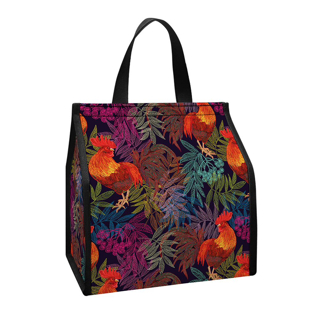Rooster And Rowan Pattern Print Insulated Lunch Tote