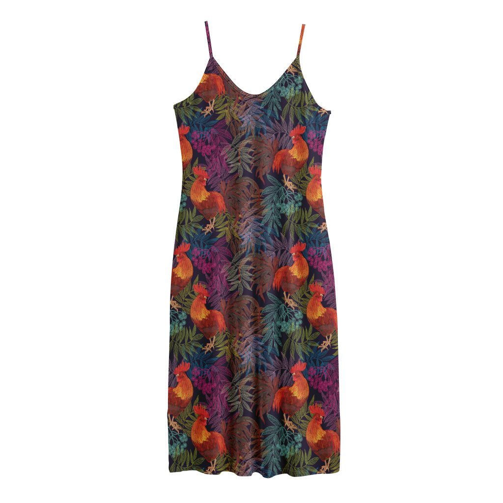 Rooster And Rowan Pattern Print Jersey Midi Cami Dress