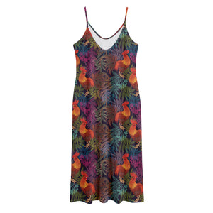 Rooster And Rowan Pattern Print Jersey Midi Cami Dress