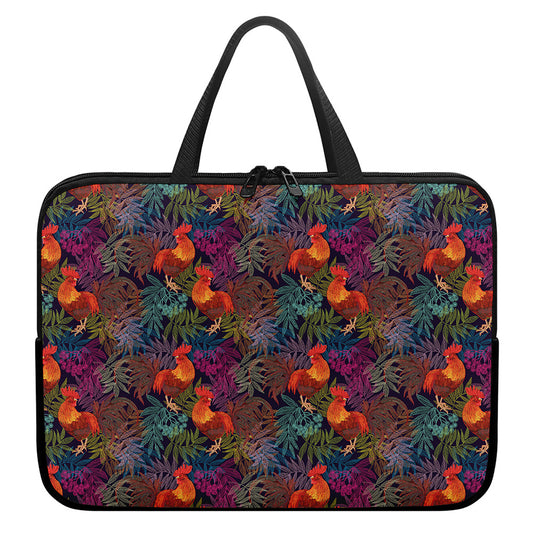 Rooster And Rowan Pattern Print Laptop Sleeve With Handle