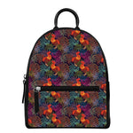Rooster And Rowan Pattern Print Leather Backpack