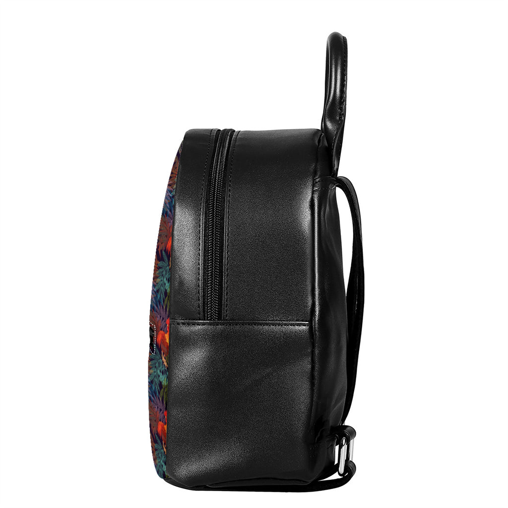 Rooster And Rowan Pattern Print Leather Backpack