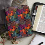 Rooster And Rowan Pattern Print Leather Bible Cover
