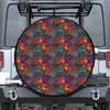 Rooster And Rowan Pattern Print Leather Spare Tire Cover