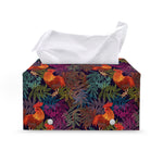 Rooster And Rowan Pattern Print Leather Tissue Box Cover