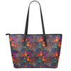 Rooster And Rowan Pattern Print Leather Tote Bag