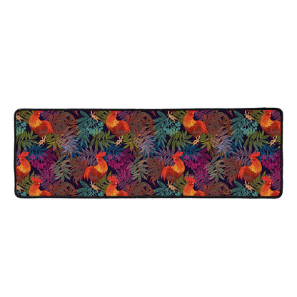 Rooster And Rowan Pattern Print Long Kitchen Mat
