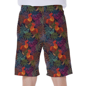 Rooster And Rowan Pattern Print Men's Beach Shorts