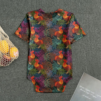 Rooster And Rowan Pattern Print Men's Bodysuit
