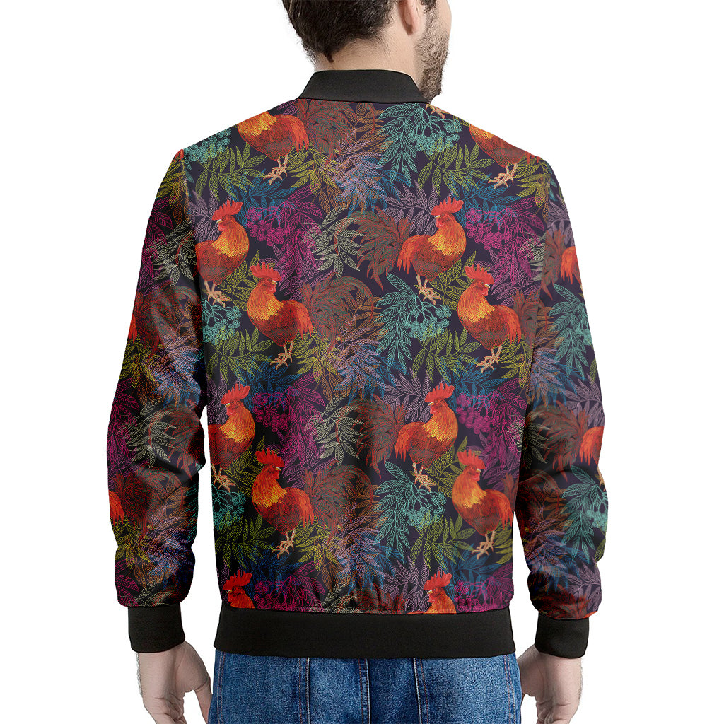 Rooster And Rowan Pattern Print Men's Bomber Jacket