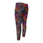 Rooster And Rowan Pattern Print Men's Compression Pants