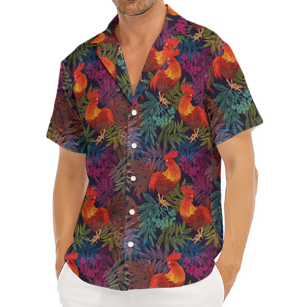 Rooster And Rowan Pattern Print Men's Deep V-Neck Shirt