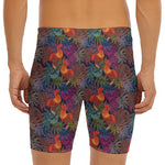 Rooster And Rowan Pattern Print Men's Long Boxer Briefs